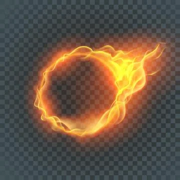 Round fiery frame. Glowing frames on transparent background. Stock Illustration