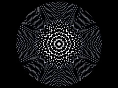 Round figure with zigzag stripes on a black background Stock Illustration