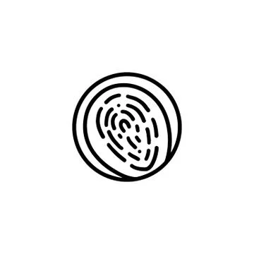 Round Fingerprint in circle icon flat style. Vector logo for Identity Person  Illustrazione stock