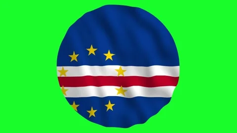 Round Flag of Cape Verde waving in air 4k UHD Animation Stock Footage 136416867