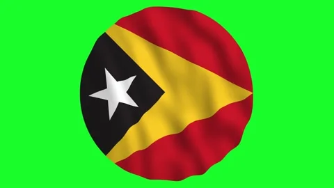 Round Flag of East Timor - Flag of Timor-Leste waving in air 4k UHD Animation Stock Footage 136416390