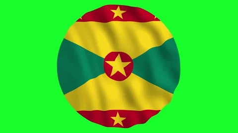 Round Flag of Grenada waving in air 4k UHD Animation Stock Footage 136416168