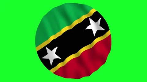 Round Flag of Saint Kitts and Nevis waving in air 4k UHD Animation Stock Footage 136418607