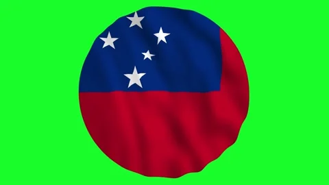 Round Flag of Samoa waving in air 4k UHD Animation Stock Footage 136418479