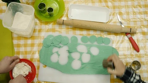 Round flat bread dough for dumplings Stock Footage 107532547