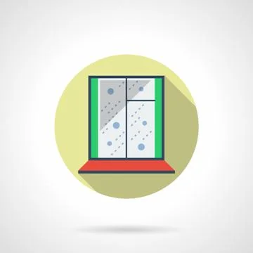 Round flat color winter window vector icon Stock Illustration