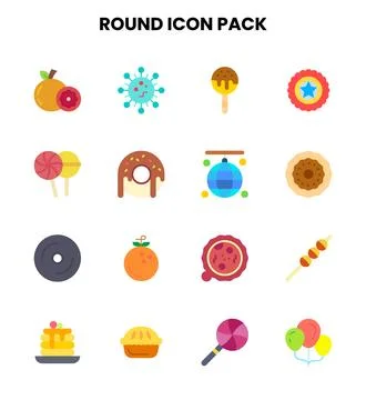 Round Flat Icons Pack Illustrazione stock