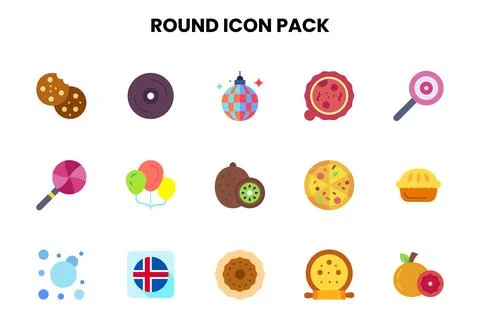 Round Flat Icons Pack Illustrazione stock