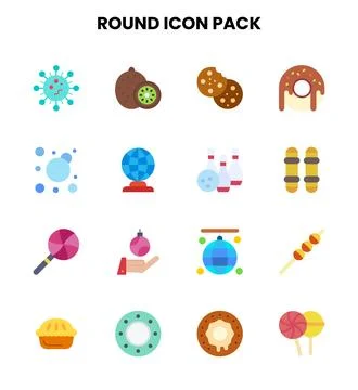 Round Flat Scalable Icons Pack Stockillustratie