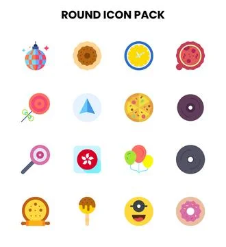 Round Flat UI Icons Pack Ilustración de archivo