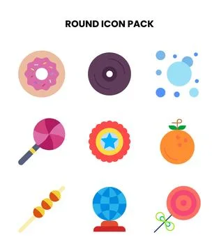 Round Flat UI Icons Pack Ilustración de archivo