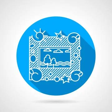 Round flat vector icon for photo frame Blue circle flat vector icon with w... Stock Photos