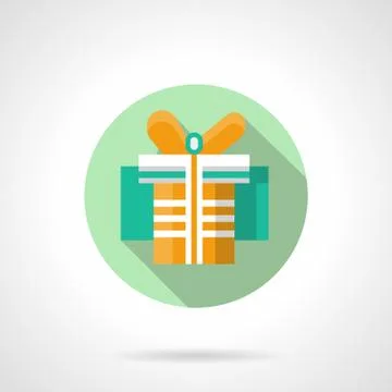 Round flat vector icon for yellow gift Illustrazione stock