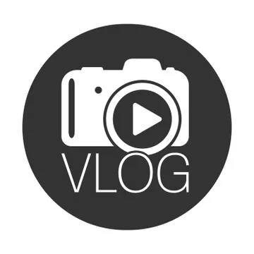 Round flat vlog icon or symbol with play button Stock-Illustration