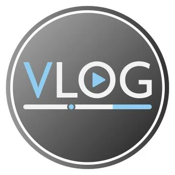 Round flat vlog icon or symbol with play button イラスト素材