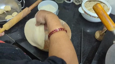 Round flatbread roti Stock Footage 284878957
