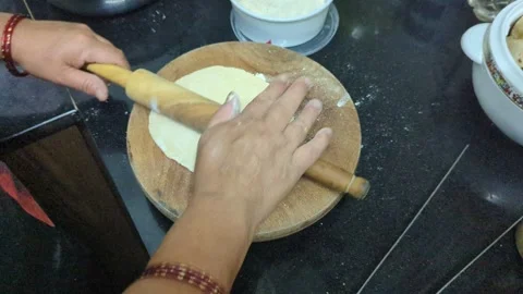 Round flatbread roti Stock Footage 284878979