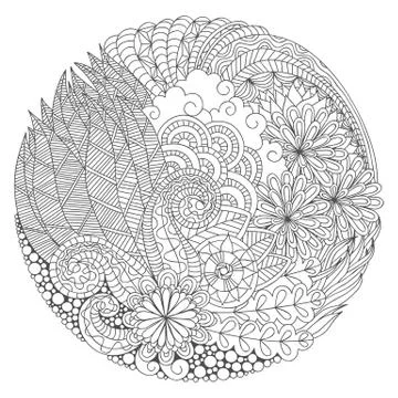 Round floral composition Stock Illustration