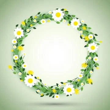 Round floral daisy pattern Stock Illustration