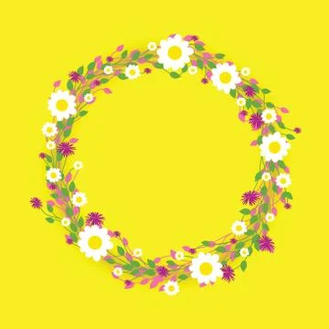 Round floral daisy pattern Stock Illustration