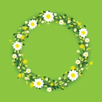 Round floral daisy pattern Stock Illustration