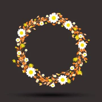 Round floral daisy pattern Stock Illustration