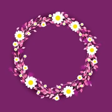 Round floral daisy pattern Stock Illustration
