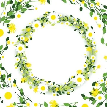 Round floral daisy pattern Stock Illustration
