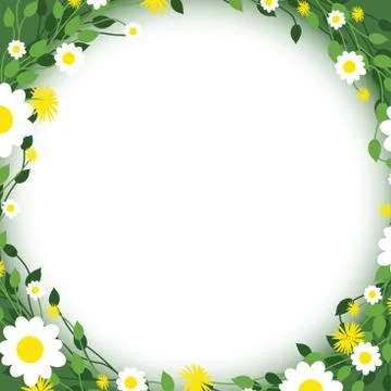 Round floral daisy pattern Stock Illustration