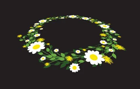 Round floral daisy pattern Stock Illustration