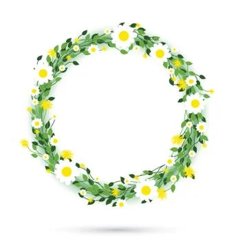 Round floral daisy pattern Stock Illustration