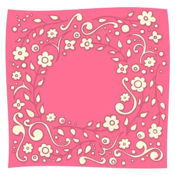 Round floral doodle Stock Illustration
