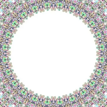 Round floral frame design - vector border graphic element Stock Illustration