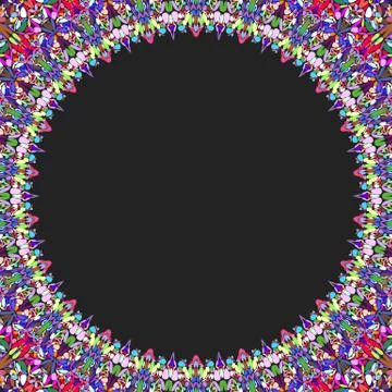 Round floral frame design - vector border graphic element Stock Illustration