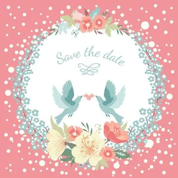 Round floral frame. Stock Illustration