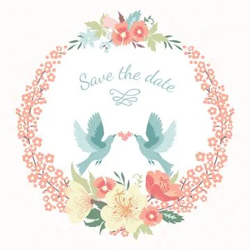 Round floral frame. Illustrazione stock