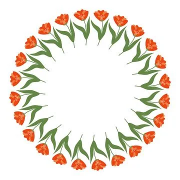 Round Floral frame or border with place text, quote or logo in flat style. .. Stock Illustration