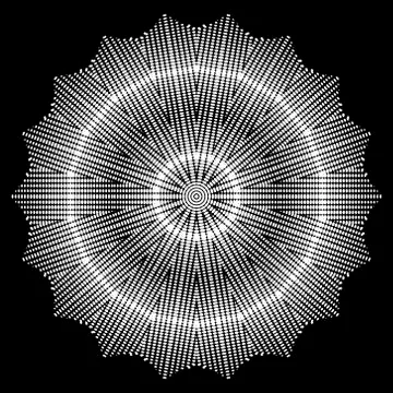 Round floral halftone 3d vector mandala pattern. Dotted abstract background.  Stock Illustration
