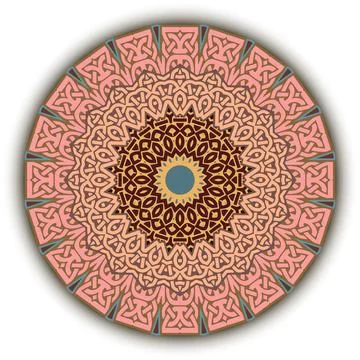 Round floral mandala pattern. Celtic style ornamental vector background. Mode Illustrazione stock