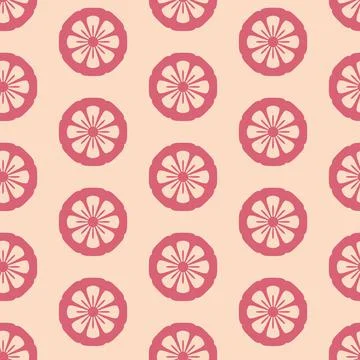 Round flower citrus grapefruit seamless pattern, simple flat background for t Stock Illustration