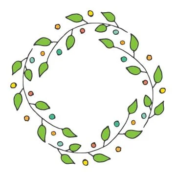 Round flower Frame hand drawn sketch doodles. Vector illustration Stock Illustration