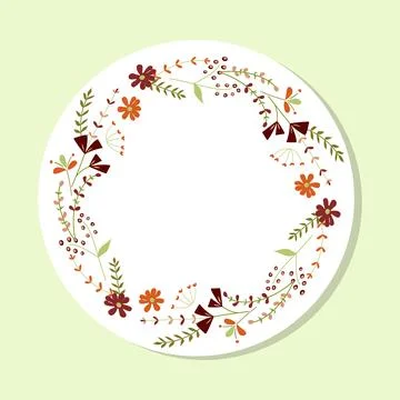 Round flower frame. Spring flowers. Floral wreath with nice flowers, flower.. Stock Illustration