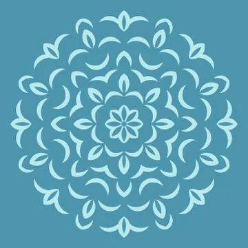 Round flower pattern on blue background Illustrazione stock