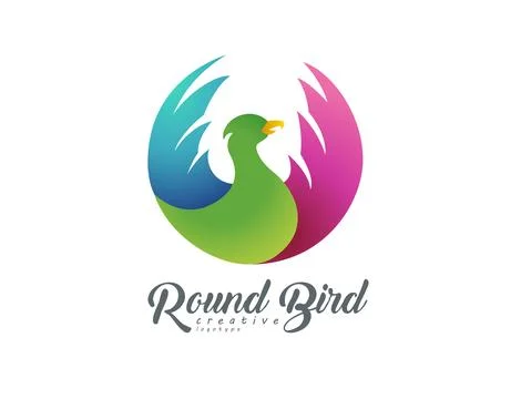 Round Flying Bird Sign, Vector Illustration Illustrazione stock