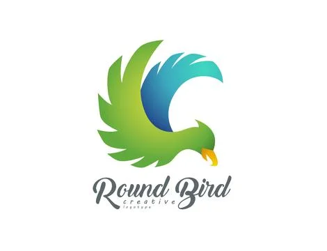 Round Flying Bird Sign, Vector Illustration Illustrazione stock