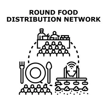 Round food distribution network concept illustration Stock Illustration