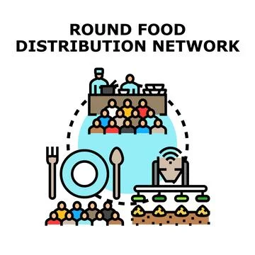 Round food distribution network concept illustration Stock Illustration