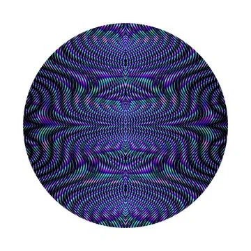 Round form with symmetric wavy linear phantom blue ornament inside. Stock Illustration