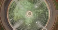Round Fountain In City Garden. Aerial, 4K Stock Footage