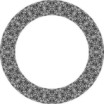 Round frame with abstract shapes pattern. Vector illustration isolated on w.. 스톡 일러스트